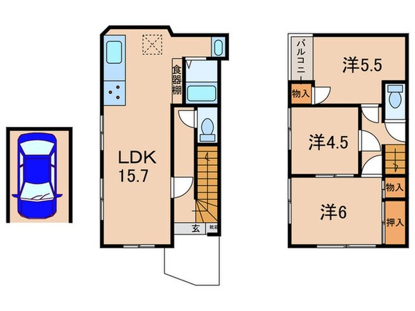 海岸通貸家の物件間取画像